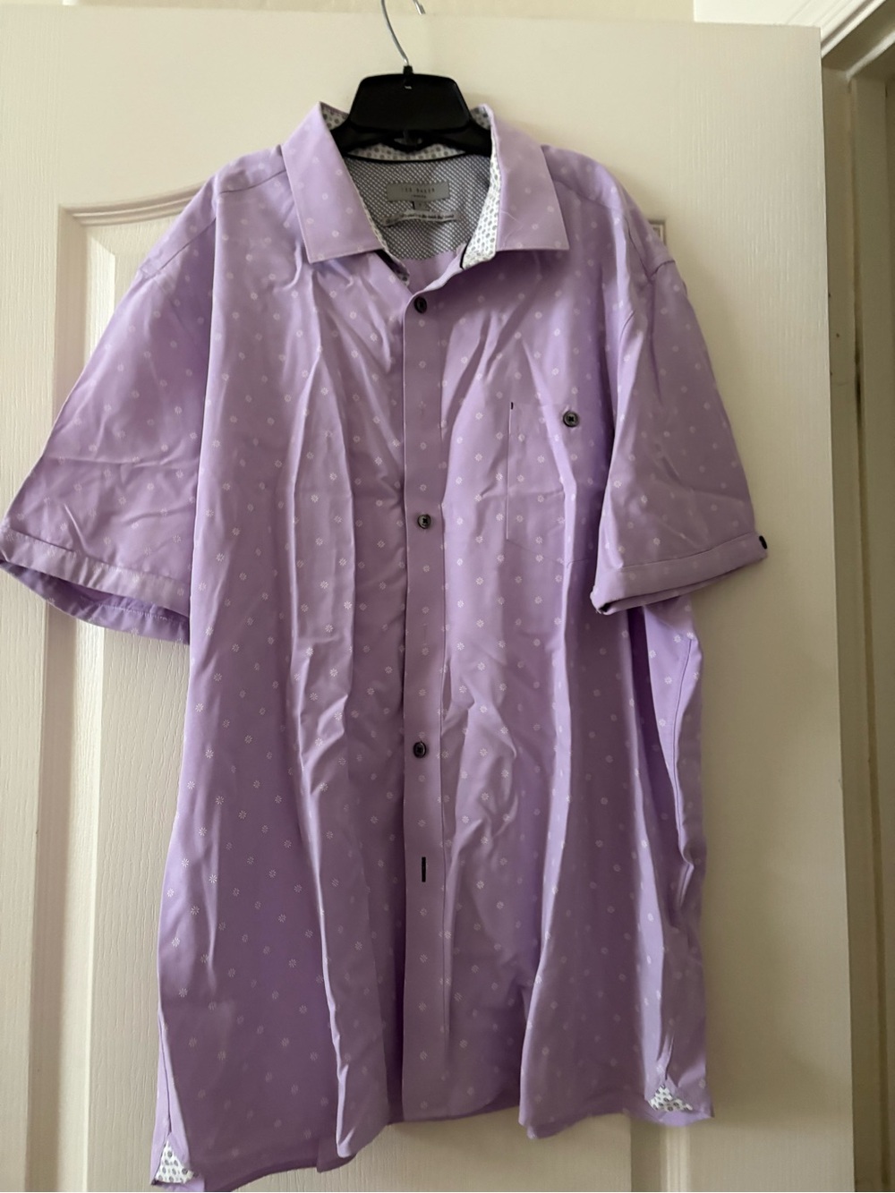 Ted Baker Lavender Short-Sleeve Button-Down Shirt
